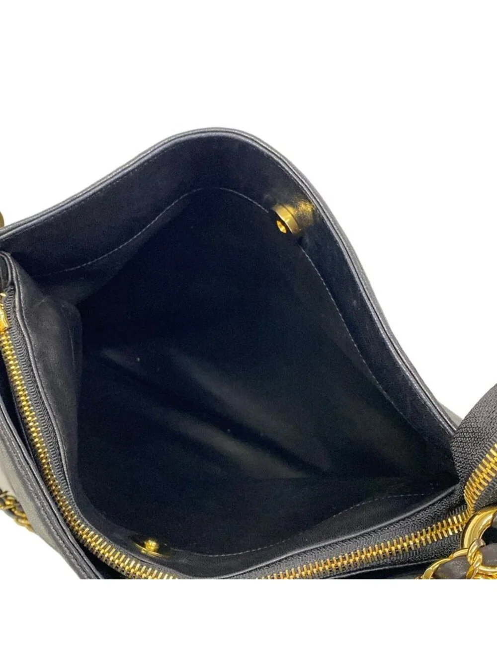 Chanel Shoulder Bag Black Chain Gold Lambskin